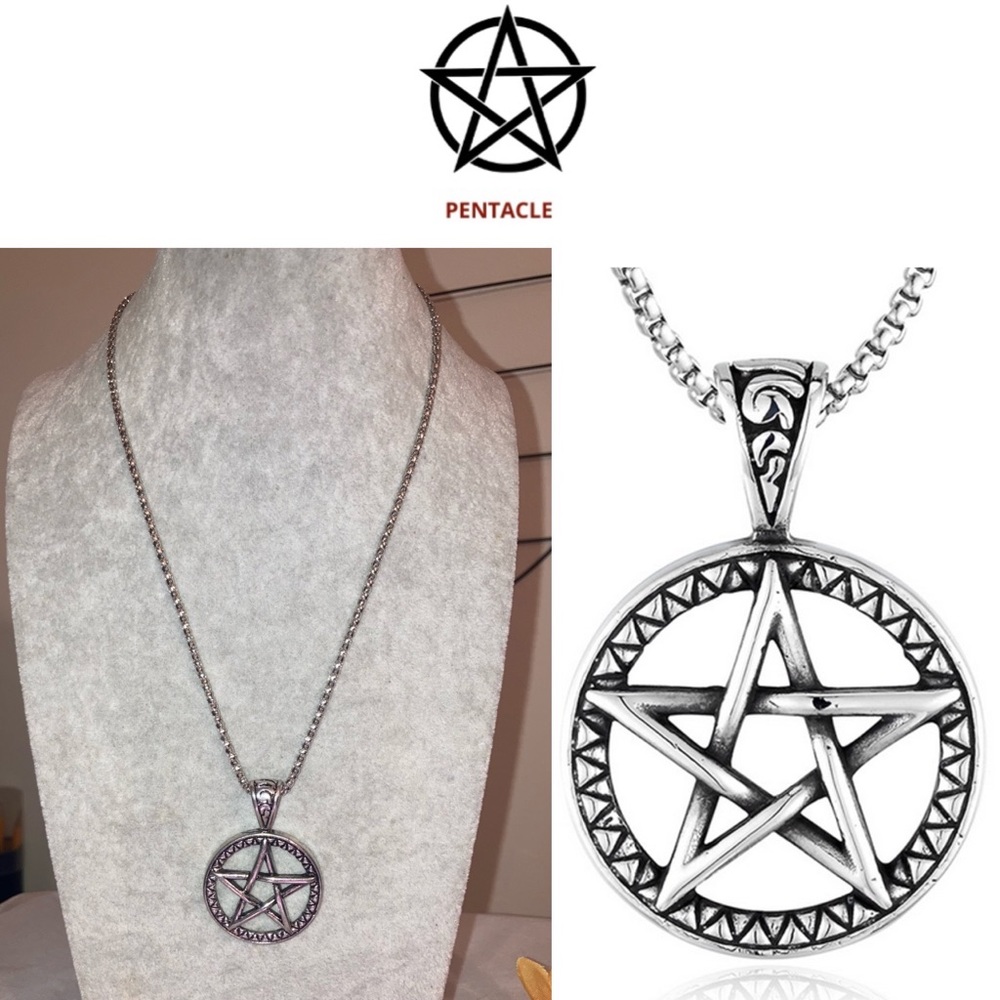 Rustic Silver PENTACLE Pendant Necklace